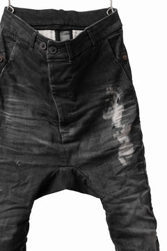 画像をギャラリービューアに読み込む, BORIS BIDJAN SABERI DROP CROTCH SLIM PANTS / STONE WASHED & USED EFFECT & BODY MOLDED "P23-F1603K" (BLACK DENIM)