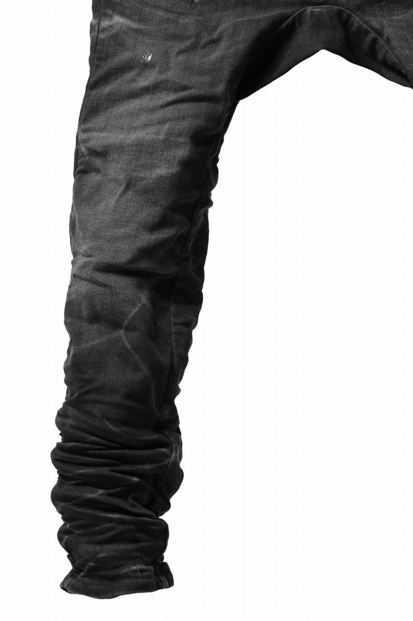 画像をギャラリービューアに読み込む, BORIS BIDJAN SABERI DROP CROTCH SLIM PANTS / STONE WASHED & USED EFFECT & BODY MOLDED "P23-F1603K" (BLACK DENIM)