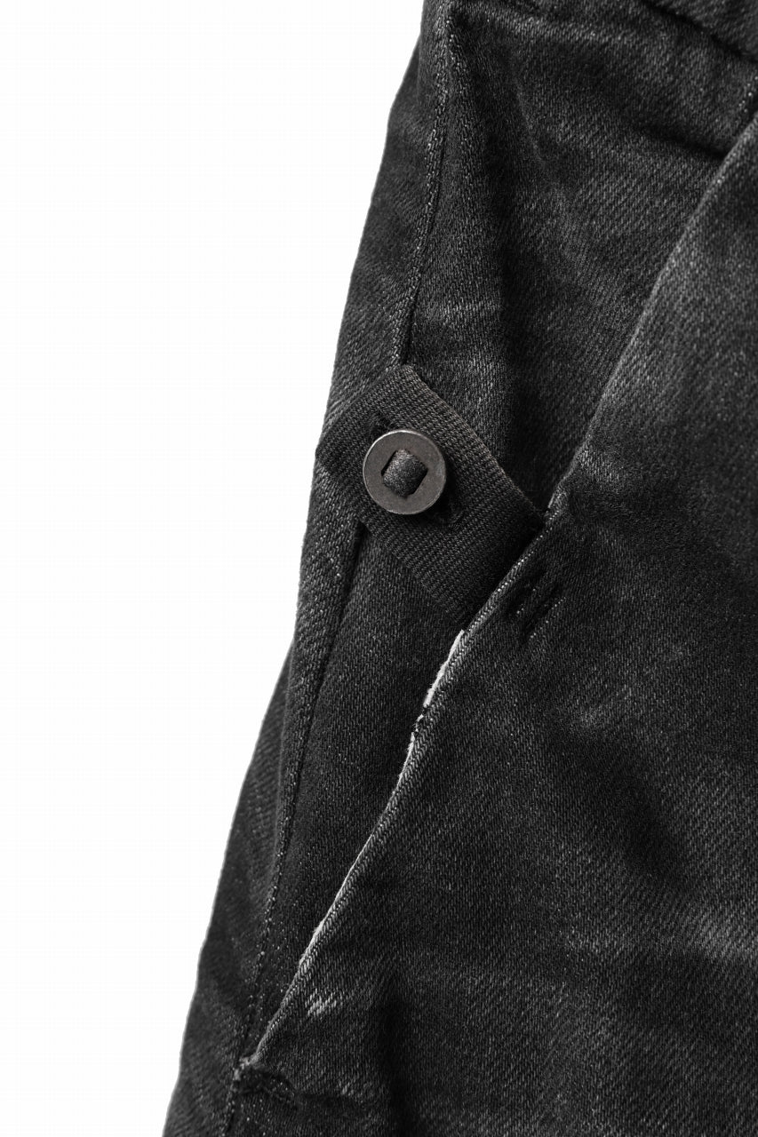 画像をギャラリービューアに読み込む, BORIS BIDJAN SABERI DROP CROTCH SLIM PANTS / STONE WASHED &amp; USED EFFECT &amp; BODY MOLDED &quot;P23-F1603K&quot; (BLACK DENIM)