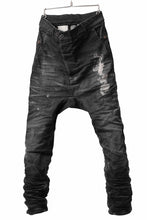 画像をギャラリービューアに読み込む, BORIS BIDJAN SABERI DROP CROTCH SLIM PANTS / STONE WASHED & USED EFFECT & BODY MOLDED "P23-F1603K" (BLACK DENIM)