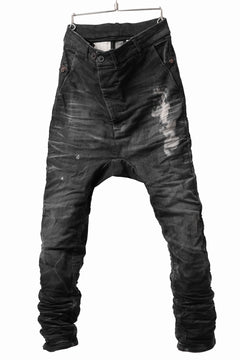 画像をギャラリービューアに読み込む, BORIS BIDJAN SABERI DROP CROTCH SLIM PANTS / STONE WASHED & USED EFFECT & BODY MOLDED "P23-F1603K" (BLACK DENIM)