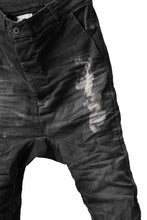 画像をギャラリービューアに読み込む, BORIS BIDJAN SABERI DROP CROTCH SLIM PANTS / STONE WASHED &amp; USED EFFECT &amp; BODY MOLDED &quot;P23-F1603K&quot; (BLACK DENIM)