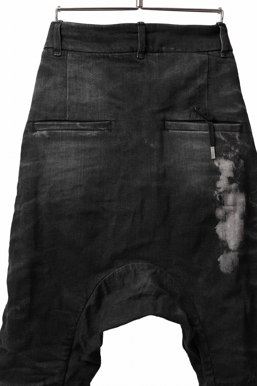 画像をギャラリービューアに読み込む, BORIS BIDJAN SABERI DROP CROTCH SLIM PANTS / STONE WASHED &amp; USED EFFECT &amp; BODY MOLDED &quot;P23-F1603K&quot; (BLACK DENIM)