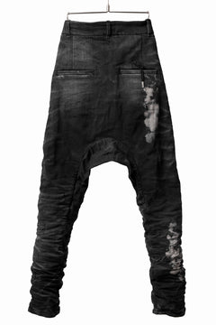 画像をギャラリービューアに読み込む, BORIS BIDJAN SABERI DROP CROTCH SLIM PANTS / STONE WASHED & USED EFFECT & BODY MOLDED "P23-F1603K" (BLACK DENIM)