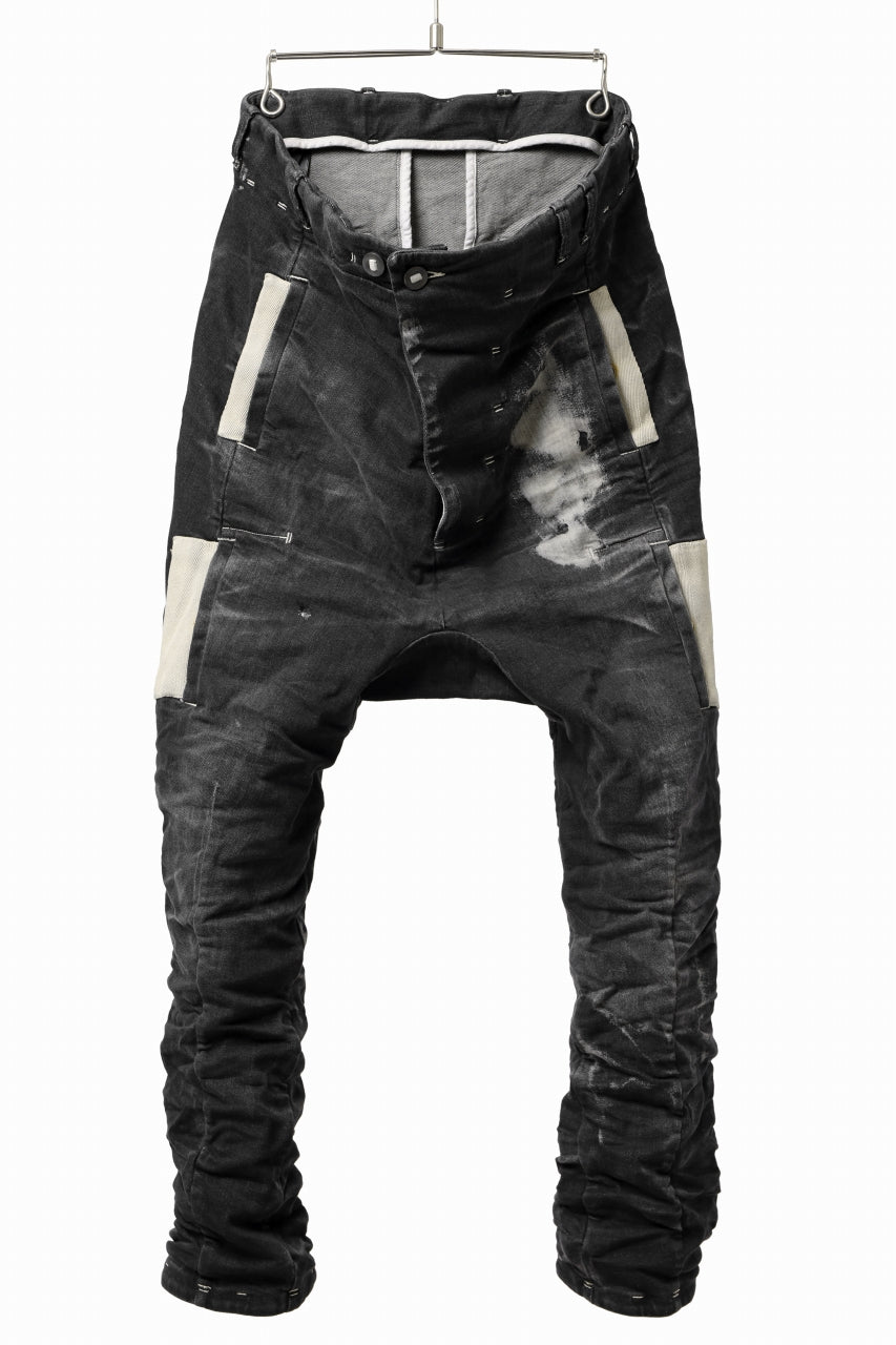 画像をギャラリービューアに読み込む, BORIS BIDJAN SABERI DROP CROTCH PANTS / STONE WASHED &amp; USED EFFECT &amp; BODY MOLDED &quot;P24-F1603K&quot; (BLACK DENIM)