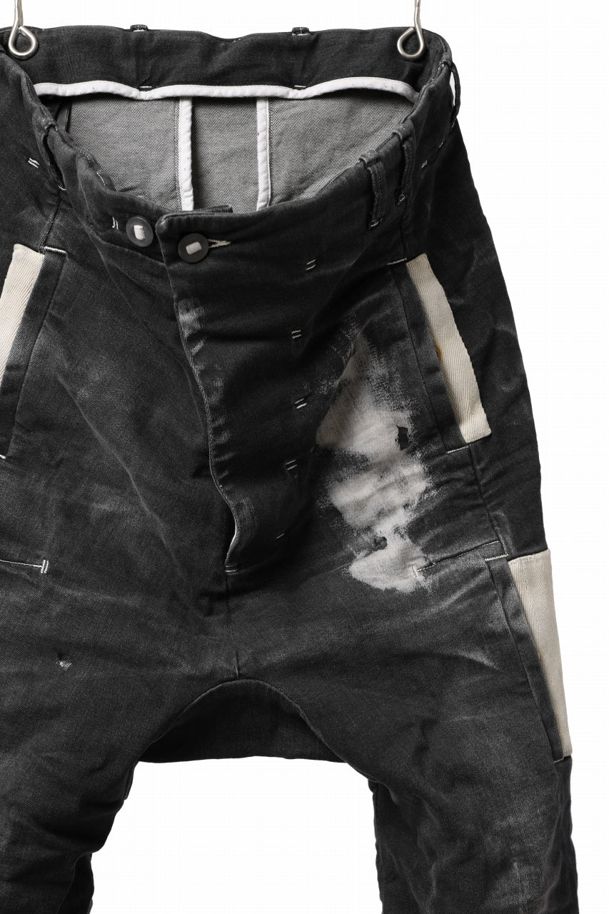 画像をギャラリービューアに読み込む, BORIS BIDJAN SABERI DROP CROTCH PANTS / STONE WASHED &amp; USED EFFECT &amp; BODY MOLDED &quot;P24-F1603K&quot; (BLACK DENIM)