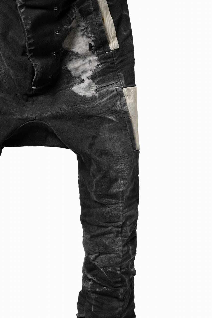 画像をギャラリービューアに読み込む, BORIS BIDJAN SABERI DROP CROTCH PANTS / STONE WASHED & USED EFFECT & BODY MOLDED "P24-F1603K" (BLACK DENIM)