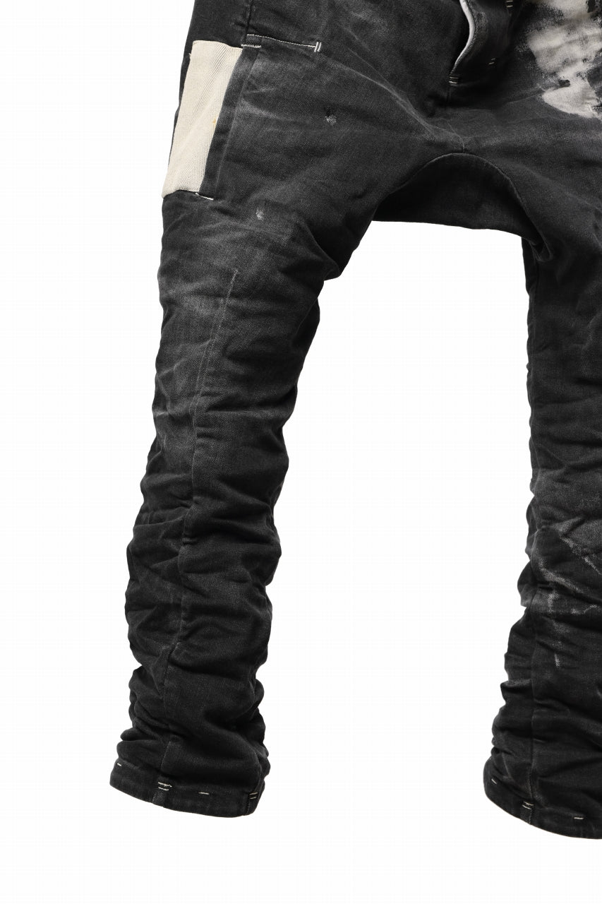 画像をギャラリービューアに読み込む, BORIS BIDJAN SABERI DROP CROTCH PANTS / STONE WASHED & USED EFFECT & BODY MOLDED "P24-F1603K" (BLACK DENIM)