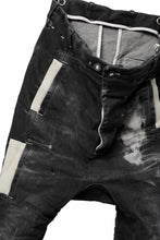 画像をギャラリービューアに読み込む, BORIS BIDJAN SABERI DROP CROTCH PANTS / STONE WASHED & USED EFFECT & BODY MOLDED "P24-F1603K" (BLACK DENIM)