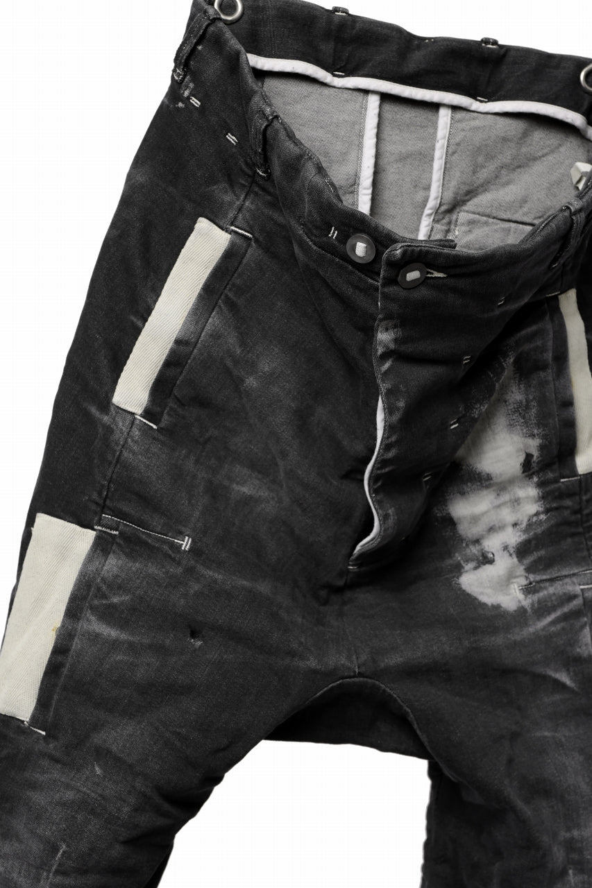 画像をギャラリービューアに読み込む, BORIS BIDJAN SABERI DROP CROTCH PANTS / STONE WASHED & USED EFFECT & BODY MOLDED "P24-F1603K" (BLACK DENIM)