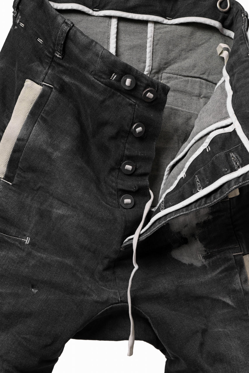 画像をギャラリービューアに読み込む, BORIS BIDJAN SABERI DROP CROTCH PANTS / STONE WASHED & USED EFFECT & BODY MOLDED "P24-F1603K" (BLACK DENIM)