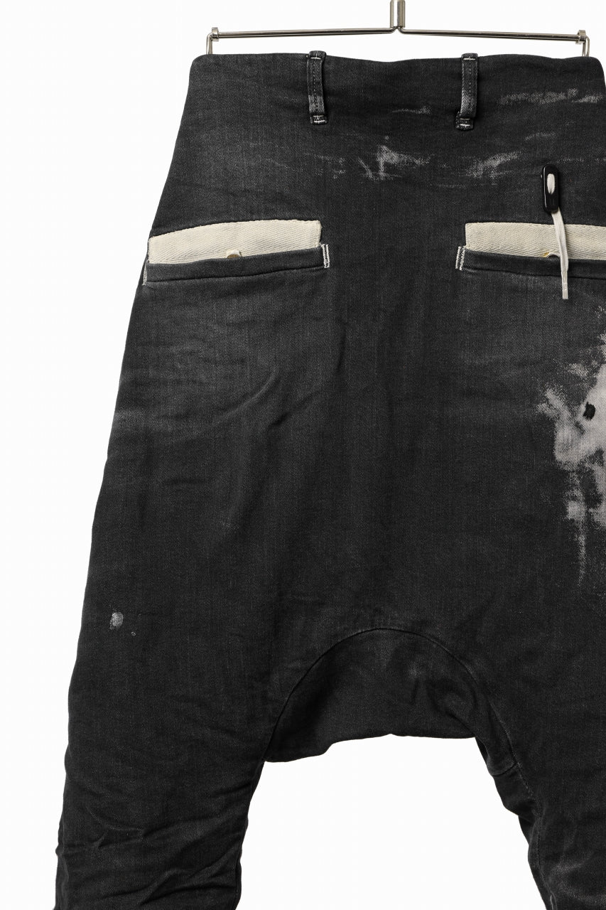 画像をギャラリービューアに読み込む, BORIS BIDJAN SABERI DROP CROTCH PANTS / STONE WASHED & USED EFFECT & BODY MOLDED "P24-F1603K" (BLACK DENIM)