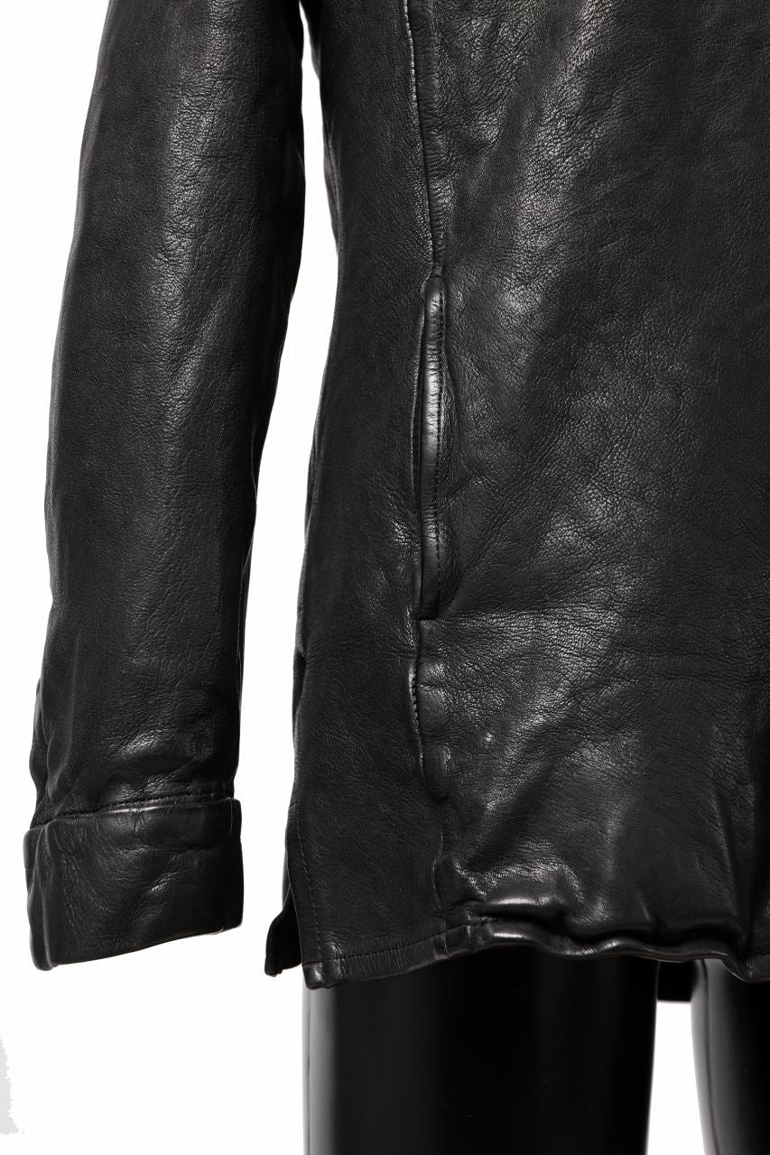 Load image into Gallery viewer, ISAMU KATAYAMA BACKLASH MARYAM LEATHER SHIRT JACKET / GARMENT DYED - ITALY DEER SKIN (BLACK)