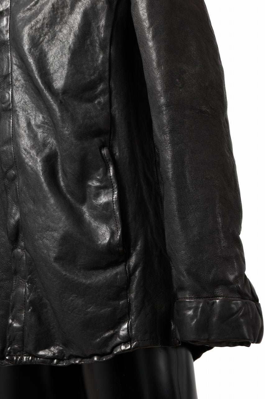 Load image into Gallery viewer, ISAMU KATAYAMA BACKLASH MARYAM LEATHER SHIRT JACKET / GARMENT DYED - ITALY DEER SKIN (BLACK)