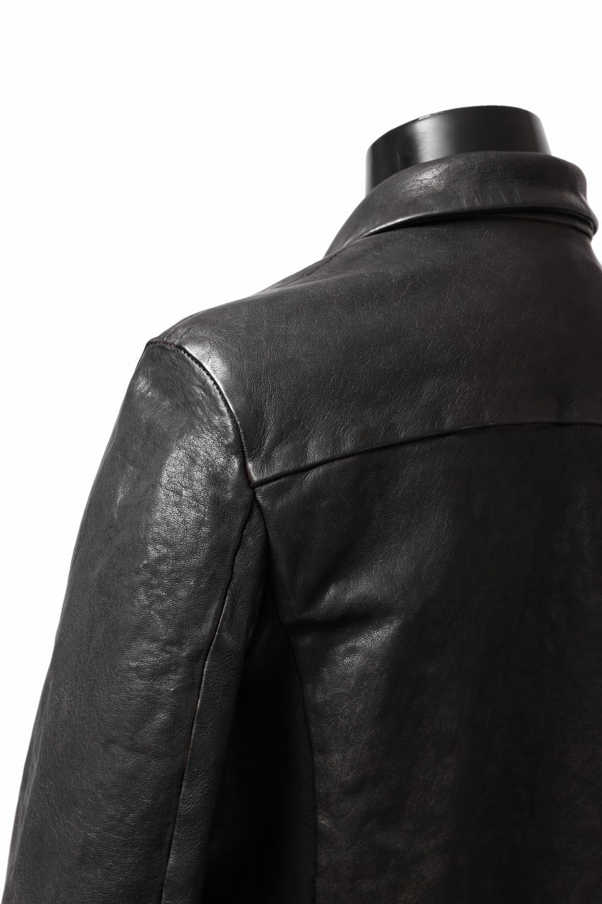 Load image into Gallery viewer, ISAMU KATAYAMA BACKLASH MARYAM LEATHER SHIRT JACKET / GARMENT DYED - ITALY DEER SKIN (BLACK)