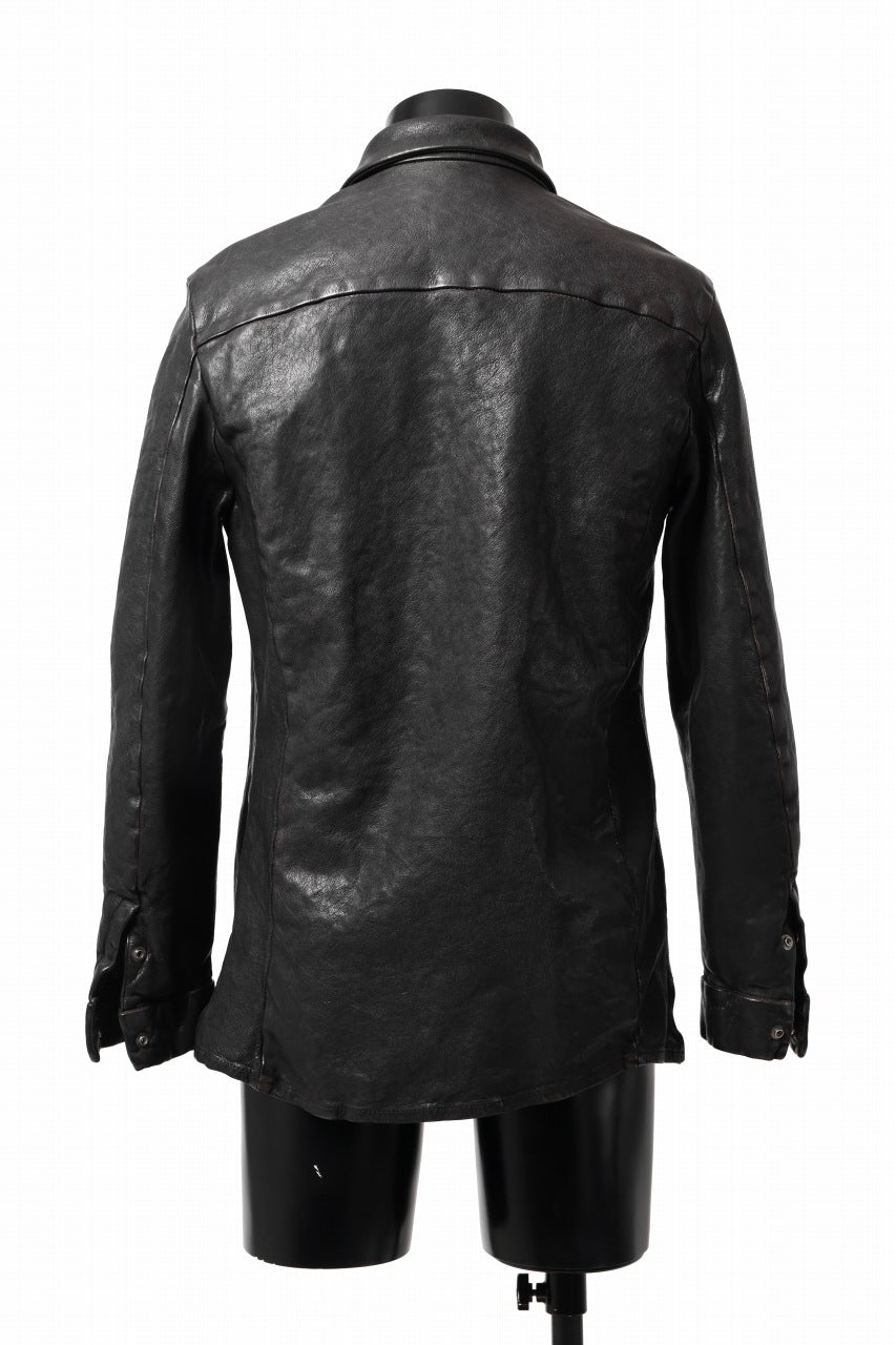 Load image into Gallery viewer, ISAMU KATAYAMA BACKLASH MARYAM LEATHER SHIRT JACKET / GARMENT DYED - ITALY DEER SKIN (BLACK)