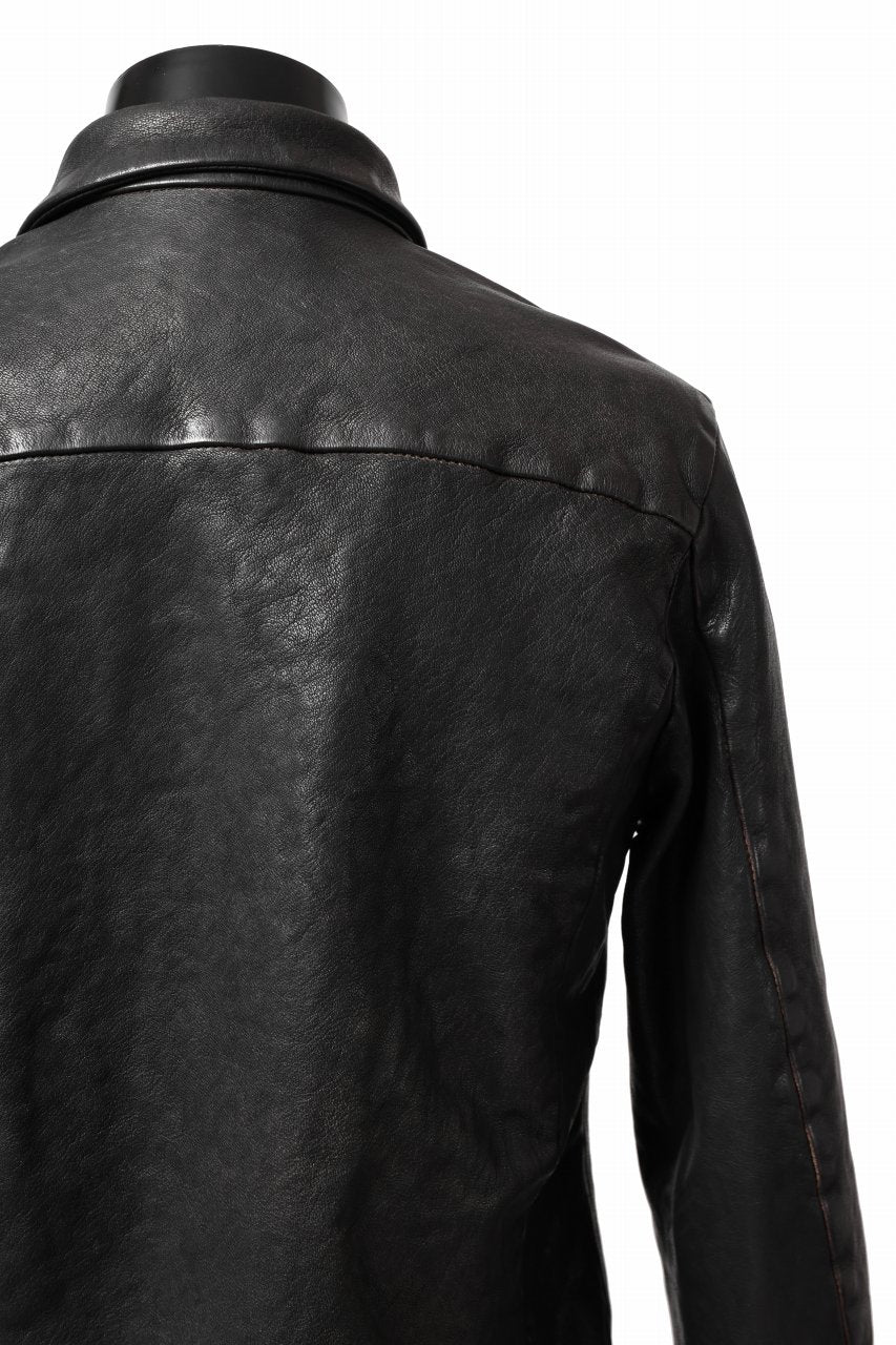 Load image into Gallery viewer, ISAMU KATAYAMA BACKLASH MARYAM LEATHER SHIRT JACKET / GARMENT DYED - ITALY DEER SKIN (BLACK)