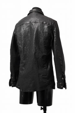 Load image into Gallery viewer, ISAMU KATAYAMA BACKLASH MARYAM LEATHER SHIRT JACKET / GARMENT DYED - ITALY DEER SKIN (BLACK)
