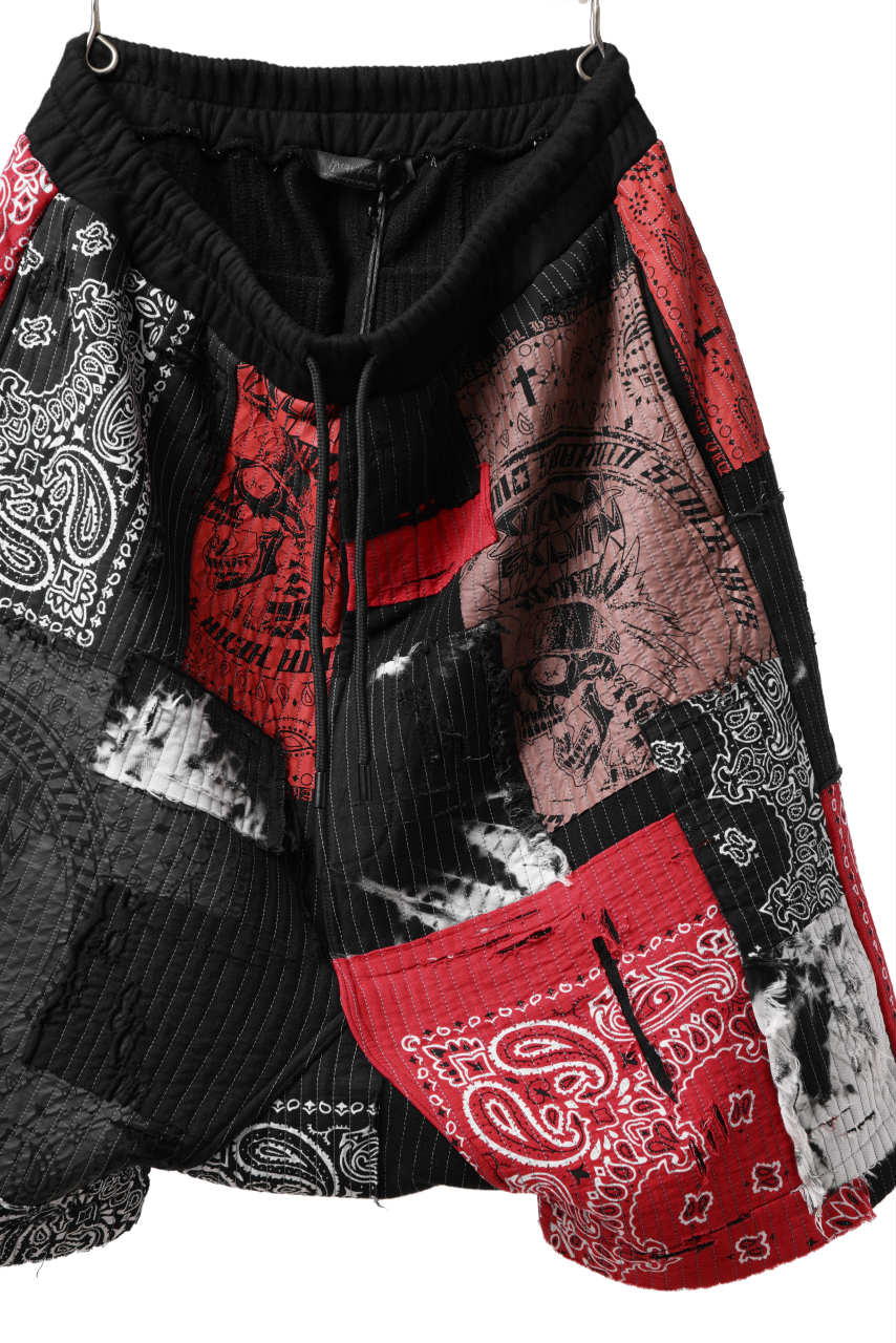 画像をギャラリービューアに読み込む, MASSIMO SABBADIN FULL BORO SARROUEL SHORTS (boro v1 red)