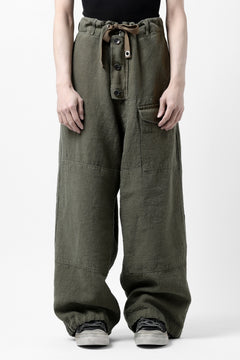 画像をギャラリービューアに読み込む, ISAMU KATAYAMA BACKLASH MILITARY TROUSERS / GARMENT NATURAL DYED LINEN CANVAS (KHAKI)