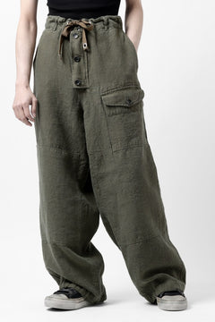 Load image into Gallery viewer, ISAMU KATAYAMA BACKLASH MILITARY TROUSERS / GARMENT NATURAL DYED LINEN CANVAS (KHAKI)
