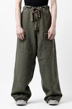 Load image into Gallery viewer, ISAMU KATAYAMA BACKLASH MILITARY TROUSERS / GARMENT NATURAL DYED LINEN CANVAS (KHAKI)