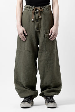 Load image into Gallery viewer, ISAMU KATAYAMA BACKLASH MILITARY TROUSERS / GARMENT NATURAL DYED LINEN CANVAS (KHAKI)