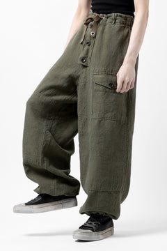 Load image into Gallery viewer, ISAMU KATAYAMA BACKLASH MILITARY TROUSERS / GARMENT NATURAL DYED LINEN CANVAS (KHAKI)