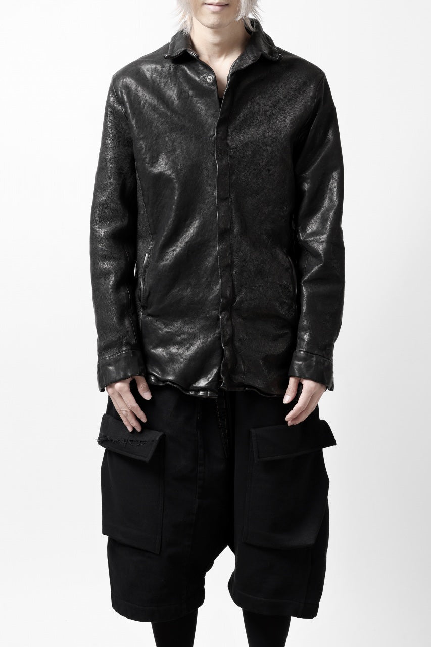 Load image into Gallery viewer, ISAMU KATAYAMA BACKLASH MARYAM LEATHER SHIRT JACKET / GARMENT DYED - ITALY DEER SKIN (BLACK)
