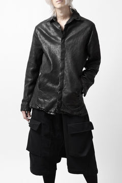 Load image into Gallery viewer, ISAMU KATAYAMA BACKLASH MARYAM LEATHER SHIRT JACKET / GARMENT DYED - ITALY DEER SKIN (BLACK)