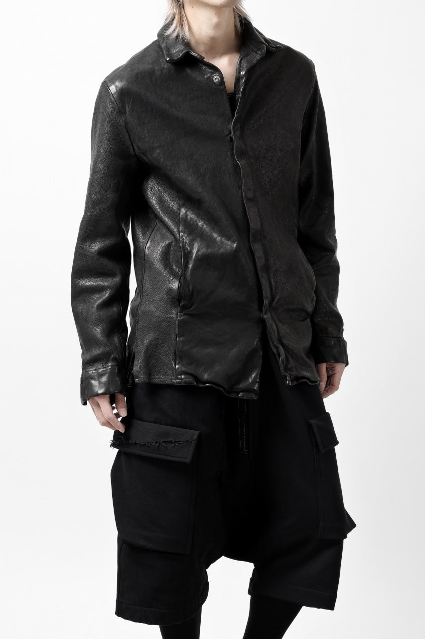 Load image into Gallery viewer, ISAMU KATAYAMA BACKLASH MARYAM LEATHER SHIRT JACKET / GARMENT DYED - ITALY DEER SKIN (BLACK)