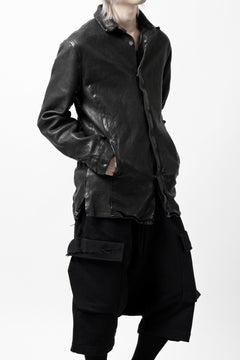 Load image into Gallery viewer, ISAMU KATAYAMA BACKLASH MARYAM LEATHER SHIRT JACKET / GARMENT DYED - ITALY DEER SKIN (BLACK)
