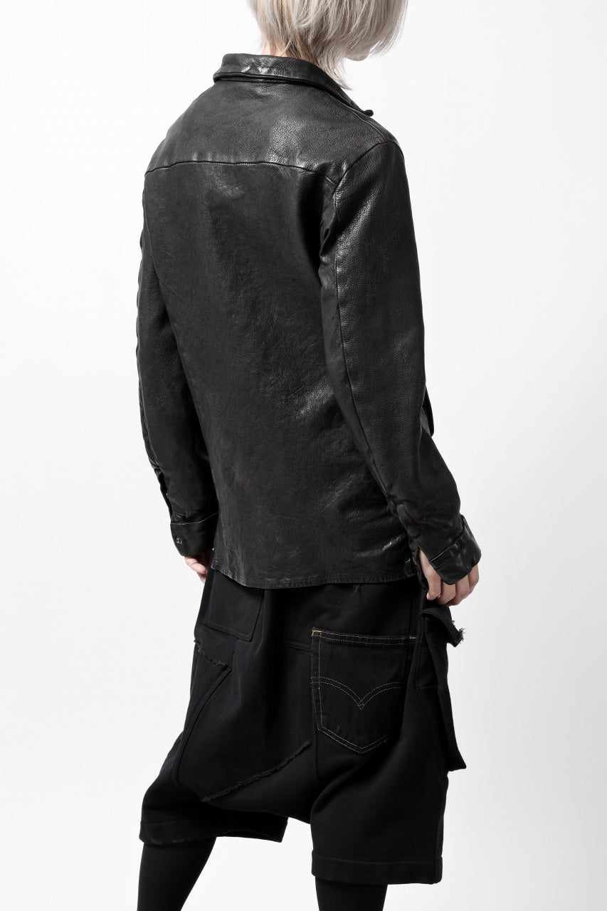 画像をギャラリービューアに読み込む, ISAMU KATAYAMA BACKLASH MARYAM LEATHER SHIRT JACKET / GARMENT DYED - ITALY DEER SKIN (BLACK)