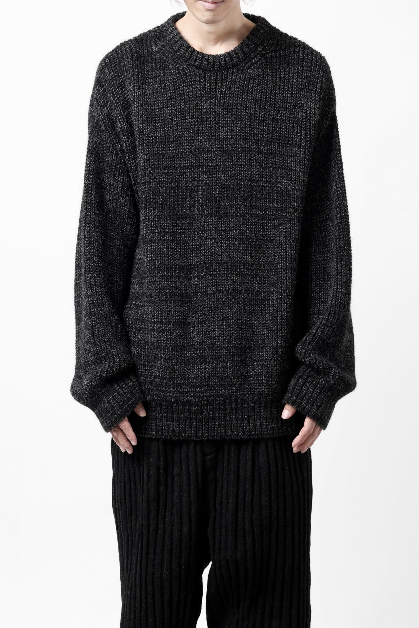 Load image into Gallery viewer, CAPERTICA HEAVY KNIT SWEATER TOP / BABY ALPACA (MIX BLACK)