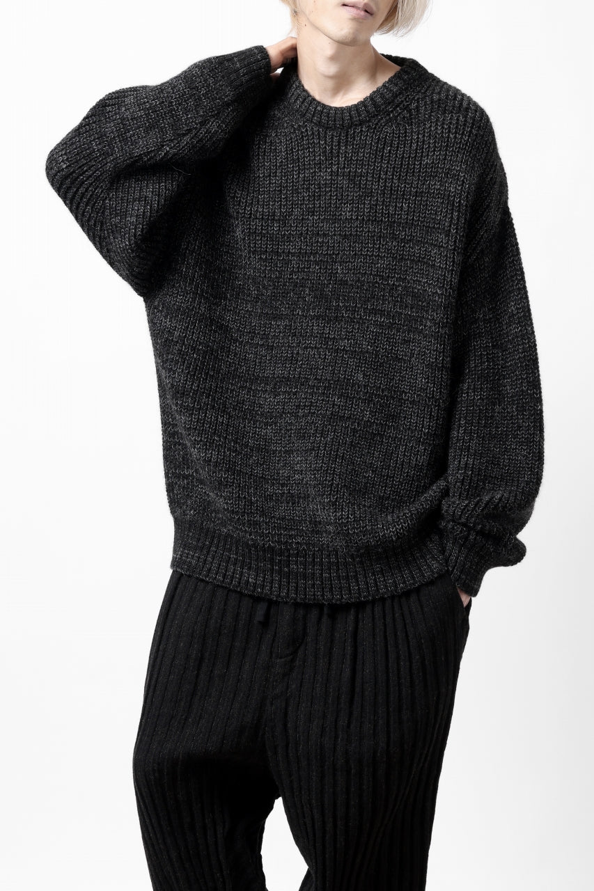 Load image into Gallery viewer, CAPERTICA HEAVY KNIT SWEATER TOP / BABY ALPACA (MIX BLACK)