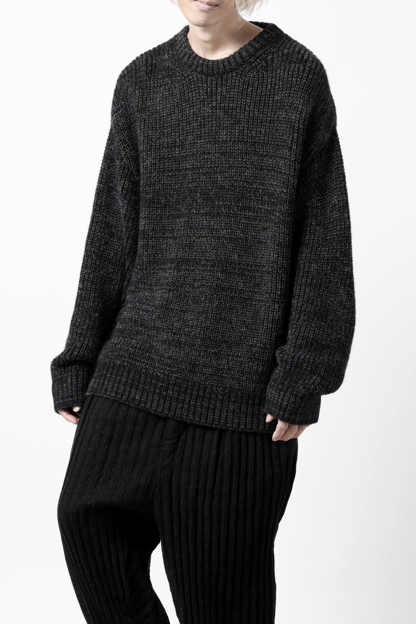 Load image into Gallery viewer, CAPERTICA HEAVY KNIT SWEATER TOP / BABY ALPACA (MIX BLACK)