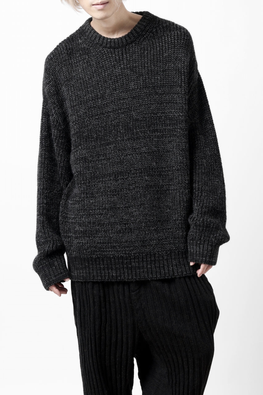 Load image into Gallery viewer, CAPERTICA HEAVY KNIT SWEATER TOP / BABY ALPACA (MIX BLACK)