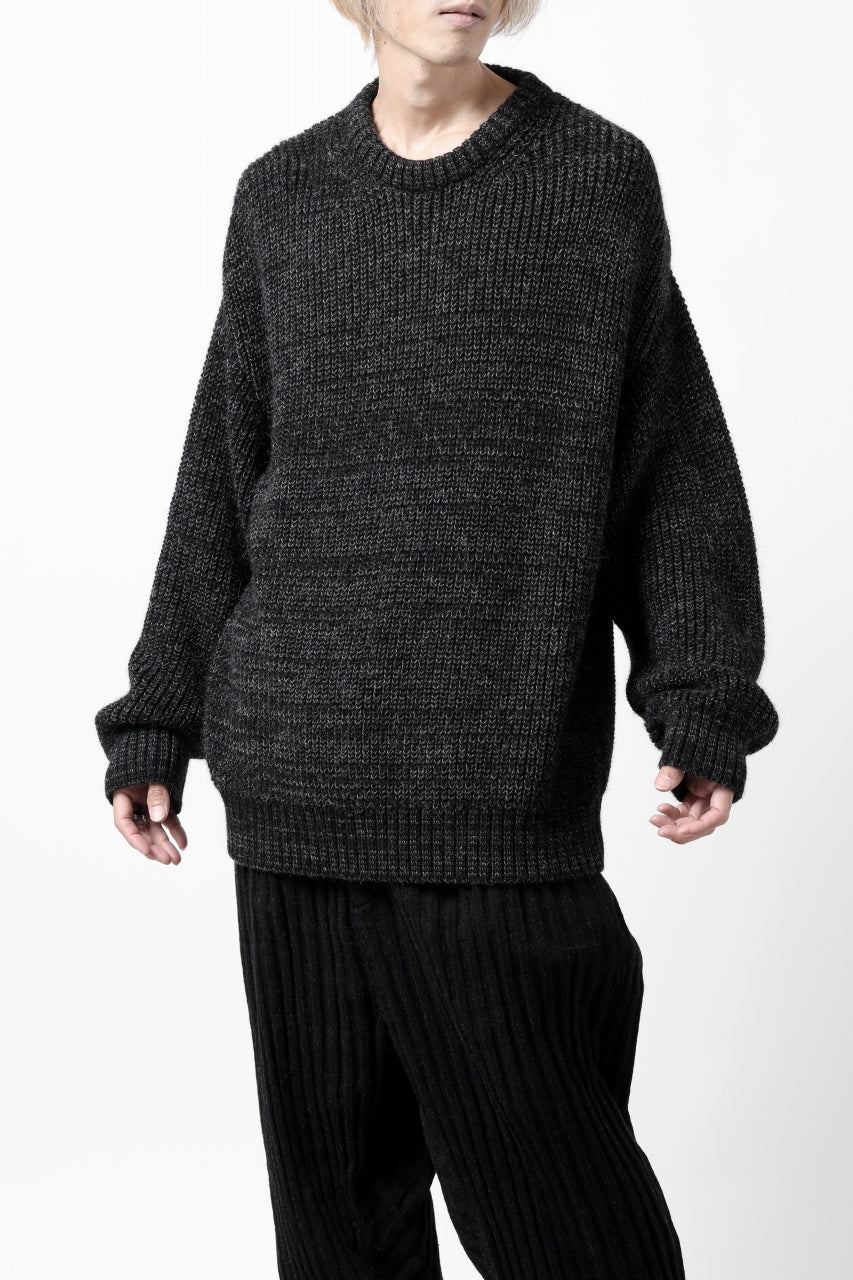 Load image into Gallery viewer, CAPERTICA HEAVY KNIT SWEATER TOP / BABY ALPACA (MIX BLACK)