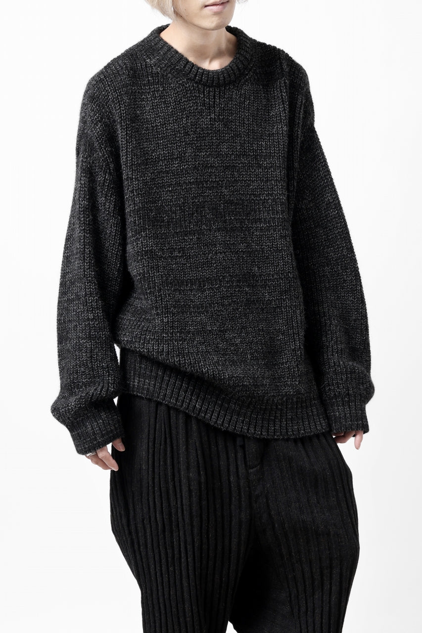 Load image into Gallery viewer, CAPERTICA HEAVY KNIT SWEATER TOP / BABY ALPACA (MIX BLACK)