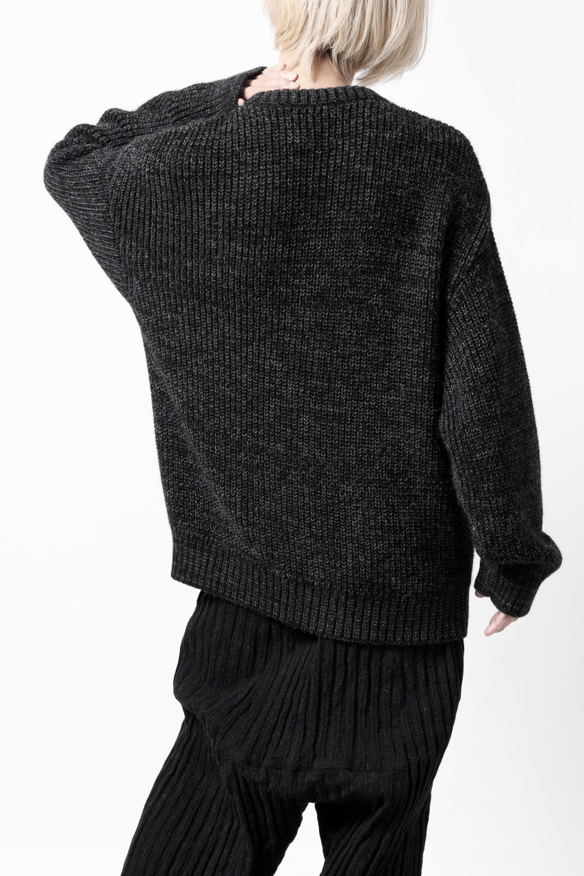 Load image into Gallery viewer, CAPERTICA HEAVY KNIT SWEATER TOP / BABY ALPACA (MIX BLACK)