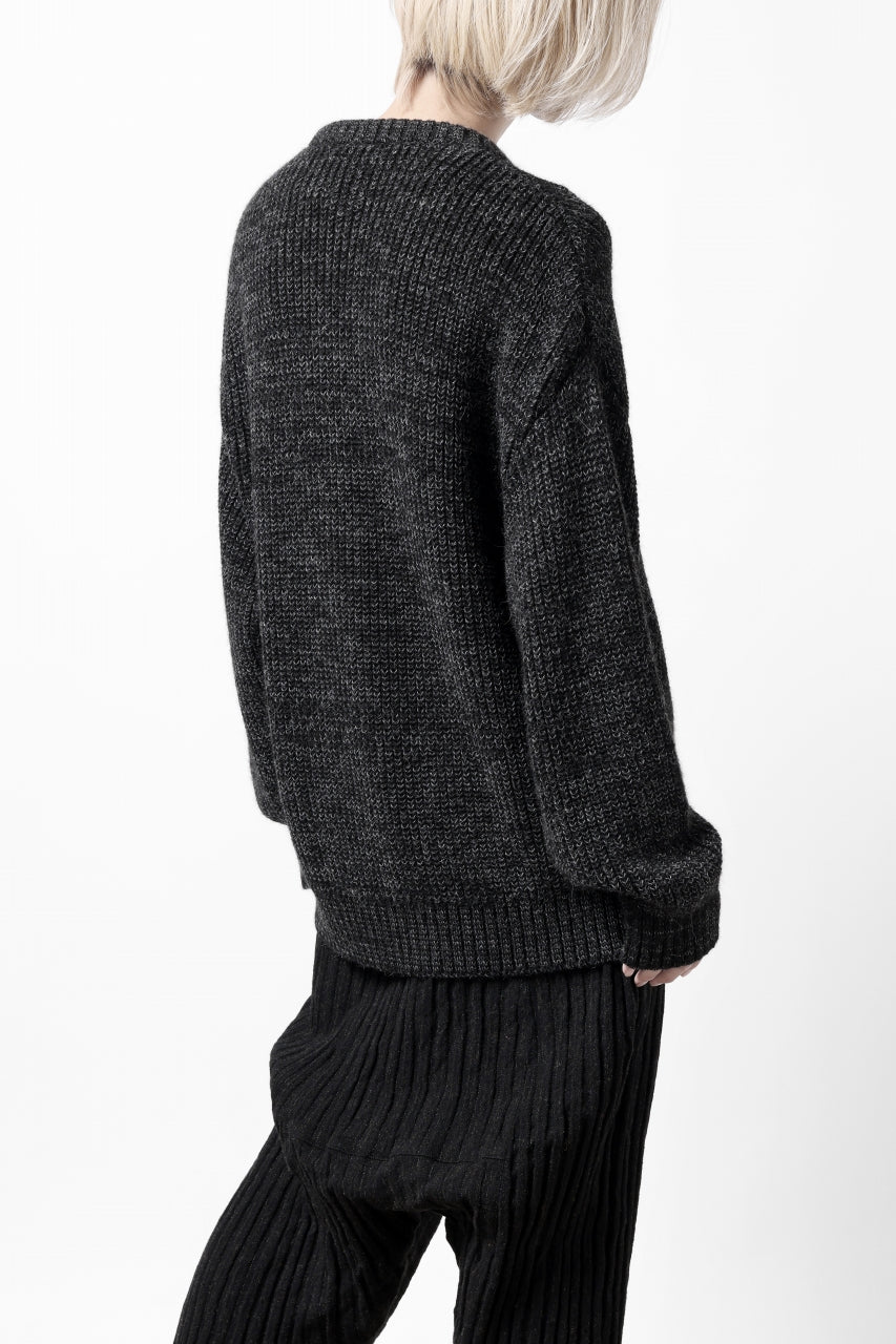 Load image into Gallery viewer, CAPERTICA HEAVY KNIT SWEATER TOP / BABY ALPACA (MIX BLACK)