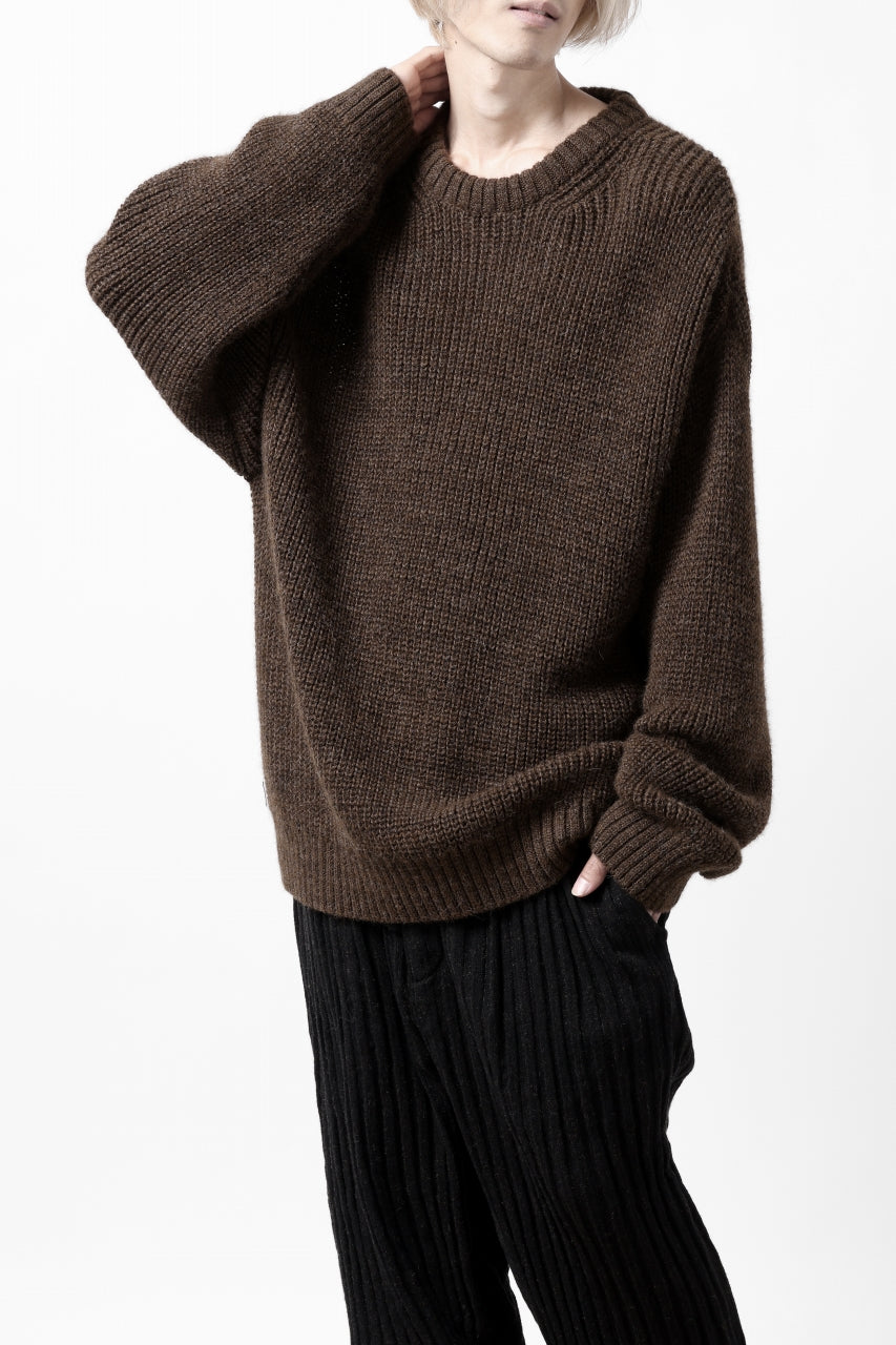Load image into Gallery viewer, CAPERTICA HEAVY KNIT SWEATER TOP / BABY ALPACA (MIX BROWN)