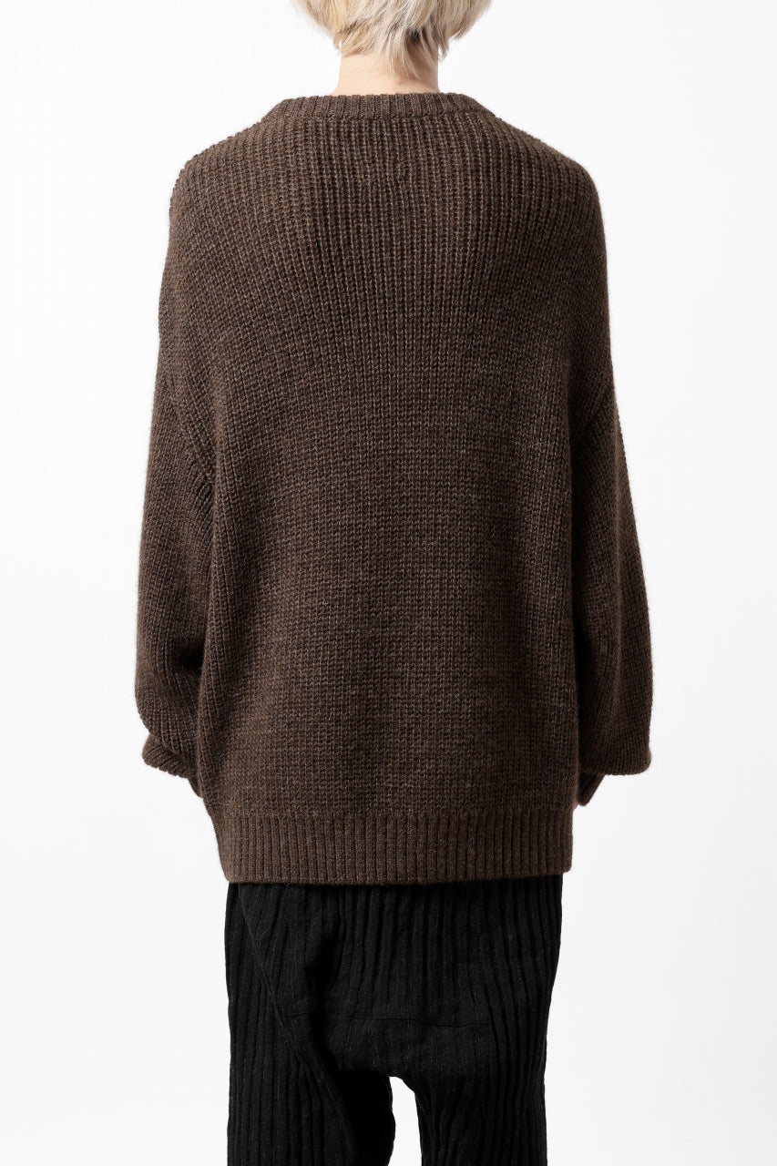 Load image into Gallery viewer, CAPERTICA HEAVY KNIT SWEATER TOP / BABY ALPACA (MIX BROWN)