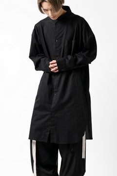 画像をギャラリービューアに読み込む, Y's STAND COLLAR LONG SHIRT / THIN TWILL (BLACK)