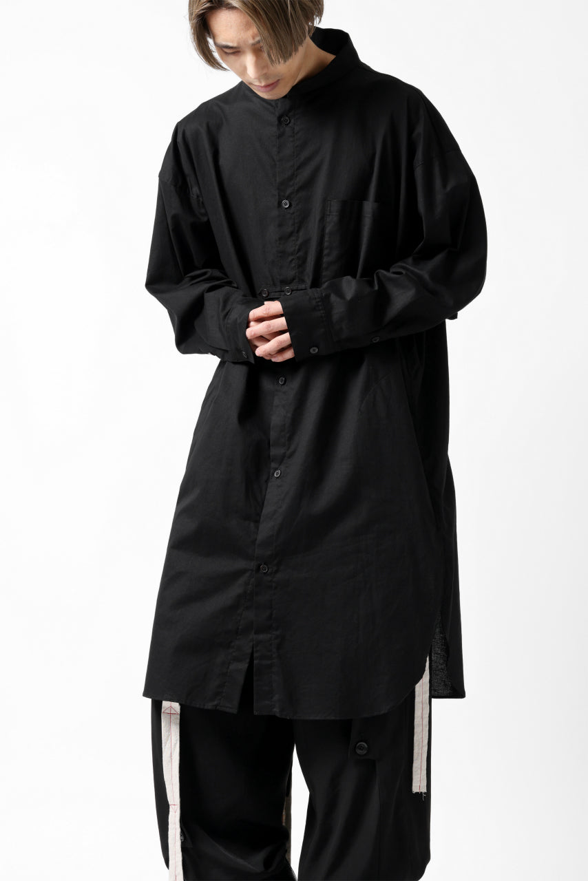 画像をギャラリービューアに読み込む, Y's STAND COLLAR LONG SHIRT / THIN TWILL (BLACK)