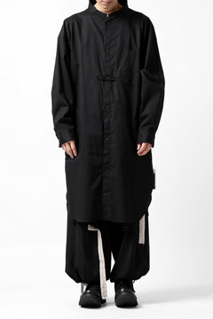 画像をギャラリービューアに読み込む, Y's STAND COLLAR LONG SHIRT / THIN TWILL (BLACK)