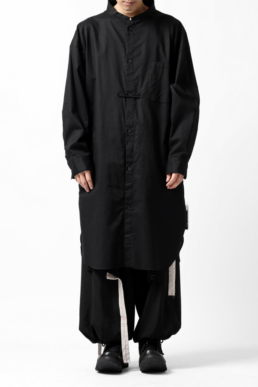 画像をギャラリービューアに読み込む, Y's STAND COLLAR LONG SHIRT / THIN TWILL (BLACK)