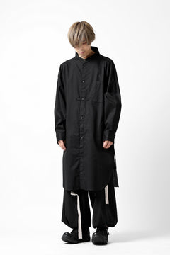 画像をギャラリービューアに読み込む, Y's STAND COLLAR LONG SHIRT / THIN TWILL (BLACK)