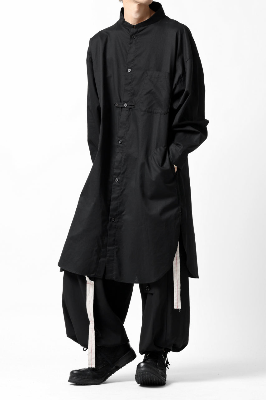 画像をギャラリービューアに読み込む, Y's STAND COLLAR LONG SHIRT / THIN TWILL (BLACK)