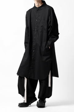 画像をギャラリービューアに読み込む, Y's STAND COLLAR LONG SHIRT / THIN TWILL (BLACK)